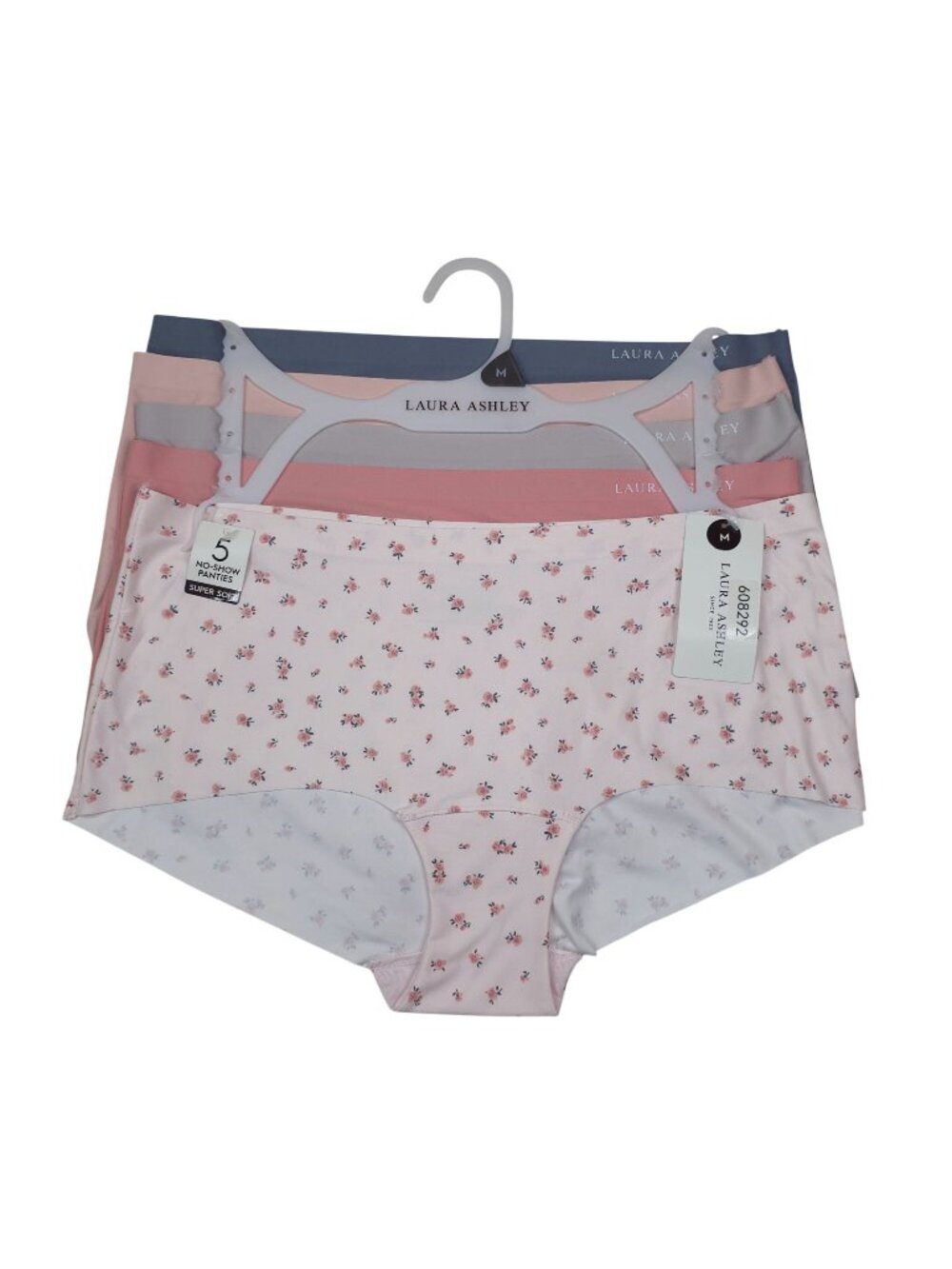 Laura Ashley Womens 5-Pack No-Show Super Soft Panties Medium Pink and Blue